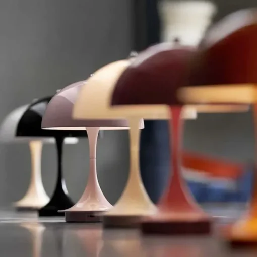 Aluminum Table Lamp Mushroom Shaped Rechargeable Stepless Dimming Indoor Bedroom Restaurant Bar Decoration Atmosphere Lamp Type-C