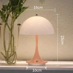 Aluminum Table Lamp Mushroom Shaped Rechargeable Stepless Dimming Indoor Bedroom Restaurant Bar Decoration Atmosphere Lamp Type-C
