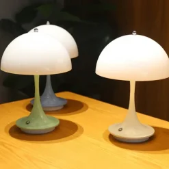 Aluminum Table Lamp Mushroom Shaped Rechargeable Stepless Dimming Indoor Bedroom Restaurant Bar Decoration Atmosphere Lamp Type-C