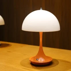 Aluminum Table Lamp Mushroom Shaped Rechargeable Stepless Dimming Indoor Bedroom Restaurant Bar Decoration Atmosphere Lamp Type-C