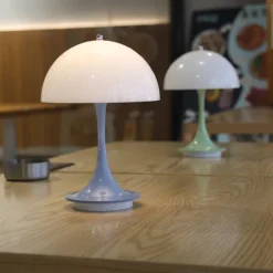 Aluminum Table Lamp Mushroom Shaped Rechargeable Stepless Dimming Indoor Bedroom Restaurant Bar Decoration Atmosphere Lamp Type-C