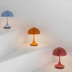 Aluminum Table Lamp Mushroom Shaped Rechargeable Stepless Dimming Indoor Bedroom Restaurant Bar Decoration Atmosphere Lamp Type-C