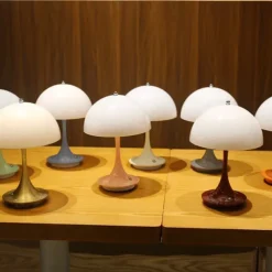 Aluminum Table Lamp Mushroom Shaped Rechargeable Stepless Dimming Indoor Bedroom Restaurant Bar Decoration Atmosphere Lamp Type-C