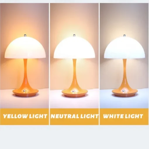 Aluminum Table Lamp Mushroom Shaped Rechargeable Stepless Dimming Indoor Bedroom Restaurant Bar Decoration Atmosphere Lamp Type-C