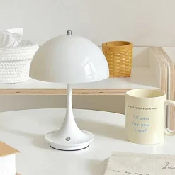 Aluminum Table Lamp Mushroom Shaped Rechargeable Stepless Dimming Indoor Bedroom Restaurant Bar Decoration Atmosphere Lamp Type-C