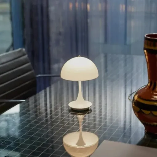 Aluminum Table Lamp Mushroom Shaped Rechargeable Stepless Dimming Indoor Bedroom Restaurant Bar Decoration Atmosphere Lamp Type-C