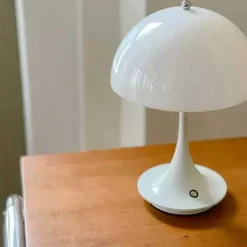 Aluminum Table Lamp Mushroom Shaped Rechargeable Stepless Dimming Indoor Bedroom Restaurant Bar Decoration Atmosphere Lamp Type-C