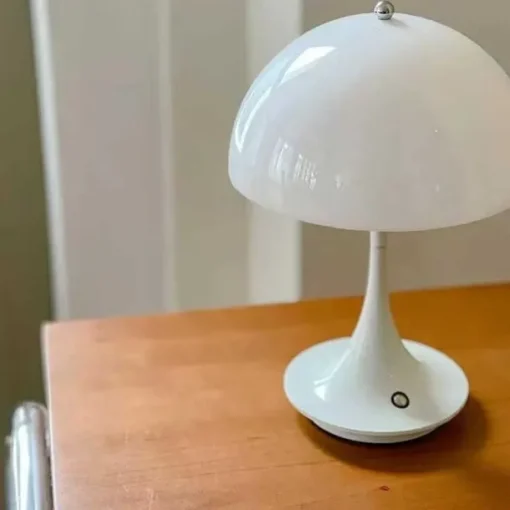 Aluminum Table Lamp Mushroom Shaped Rechargeable Stepless Dimming Indoor Bedroom Restaurant Bar Decoration Atmosphere Lamp Type-C