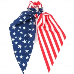 American Flag Hair Ties for Women Girls Independence Day 4th of July Hair Scrunchies Red White Blue Star Patriotic Hair Tie Memorial Day Ribbon Hair Bows