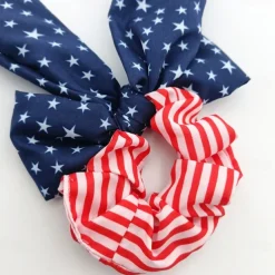 American Flag Hair Ties for Women Girls Independence Day 4th of July Hair Scrunchies Red White Blue Star Patriotic Hair Tie Memorial Day Ribbon Hair Bows
