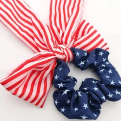 American Flag Hair Ties for Women Girls Independence Day 4th of July Hair Scrunchies Red White Blue Star Patriotic Hair Tie Memorial Day Ribbon Hair Bows