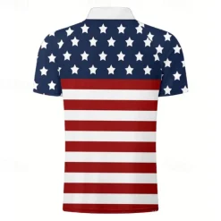 American Independence Day Men's American Flag Veterans Polo Shirts Golf Shirt Short Sleeve Polo Shirts Collared Shirts Casual Streetwear Vacation Wear Party Outfits Buttons 3D Print Spring & Summer