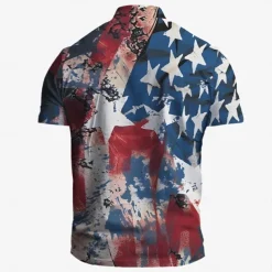 American Independence Day Men's American Flag Veterans Polo Shirts Golf Shirt Short Sleeve Polo Shirts Collared Shirts Casual Streetwear Vacation Wear Party Outfits Buttons 3D Print Spring & Summer