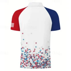 American Independence Day Men's Veterans Patriotic Polo Shirts Short Sleeve Polo Shirts Turndown Casual Street Daily Holiday Beach 3D Spring & Summer White Red Navy Blue
