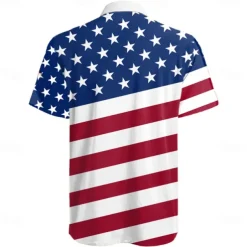 American Independence Day Men's American Flag National Flag Button Up Shirt Short Sleeve Hawaiian Casual Resort Outdoor Casual Holiday Summer Spring Turndown Print White