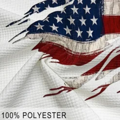 American Independence Day Men's American Flag Veterans Waffle Polo Shirts Golf Shirt Short Sleeve Polo Shirts Collared Shirts Casual Streetwear Vacation Wear Party Outfits Buttons 3D Print Summer