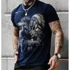 American Indian Wolf Native American T-shirt Anime Cartoon Anime 3D Classic Street Style For Couple's Men's Women's Adults' 3D Print