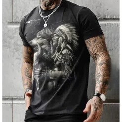 American Indian Wolf Native American T-shirt Anime Cartoon Anime 3D Classic Street Style For Couple's Men's Women's Adults' 3D Print