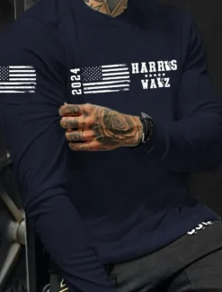 American US Flag Patriotic Black Army Green Dark Blue T shirt Tee Men's Graphic 100% Cotton Shirt Sports Classic Shirt Long Sleeve Comfortable Tee Summer Spring Fashion Designer Clothing S M L XL XXL