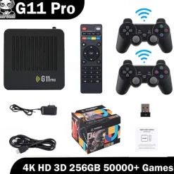 AMPOWN G11 Pro 4K HD 3D GameBox Video game console 64G 128G 256G game sopa 2.4G tablet GamePad support PSP GBC GBA N64 40000 games,Christmas Birthday Party Gifts for Friends and Children