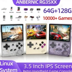 ANBERNIC RG35XX Retro Handheld Game Console Linux System 3.5 Inch IPS Screen Portable Pocket Video Player 10000+ Games Boy Gift, Christmas Birthday Party Gifts for Friends and Children