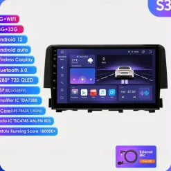 Android 12 Car Multimedia DSP For Honda Civic 10th 2016-2021 Radio Video Navigation Stereo Head Unit Screen Carplay