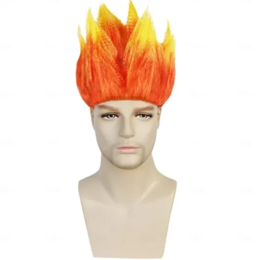 Angry Wig Flame Fire Wig Short Red wig Red Ombre Wig for Men Women Cosplay Halloween Costume Red Wigs for Cosplay Party Flame Shape Wig For Carvinal Party