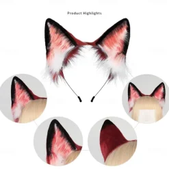 Animal Cosplay Costumes Faux Fur Cat Fox Wolf Furry Tail and Ears Headband for Carnival Party Costume Accessories