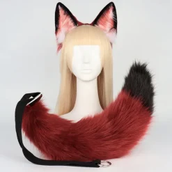 Animal Cosplay Costumes Faux Fur Cat Fox Wolf Furry Tail and Ears Headband for Carnival Party Costume Accessories