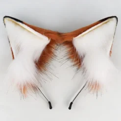 Animal Cosplay Costumes Faux Fur Cat Fox Wolf Furry Tail and Ears Headband for Carnival Party Costume Accessories