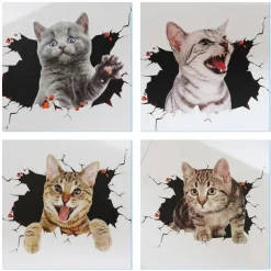 Animal Crack Car Stickers Cute 3D Dog Car Stickers Self Adhesive Animal Crack Sticker for Car Wall Window Laptop Motorcycle Decal Glass Home Decoration