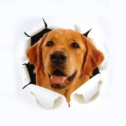 Animal Crack Car Stickers Cute 3D Dog Car Stickers Self Adhesive Animal Crack Sticker for Car Wall Window Laptop Motorcycle Decal Glass Home Decoration