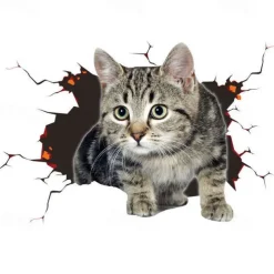 Animal Crack Car Stickers Cute 3D Dog Car Stickers Self Adhesive Animal Crack Sticker for Car Wall Window Laptop Motorcycle Decal Glass Home Decoration