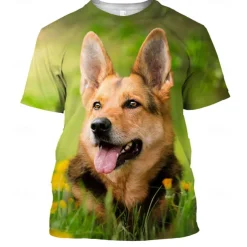 Animal Dog German Shepherd T-shirt Anime 3D Graphic For Couple's Men's Women's Adults' Masquerade 3D Print Casual Daily