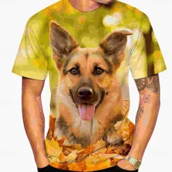 Animal Dog German Shepherd T-shirt Anime 3D Graphic For Couple's Men's Women's Adults' Masquerade 3D Print Casual Daily