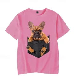 Animal French Bulldog T-shirt Print Street Style For Couple's Men's Women's Adults' Hot Stamping Casual Daily