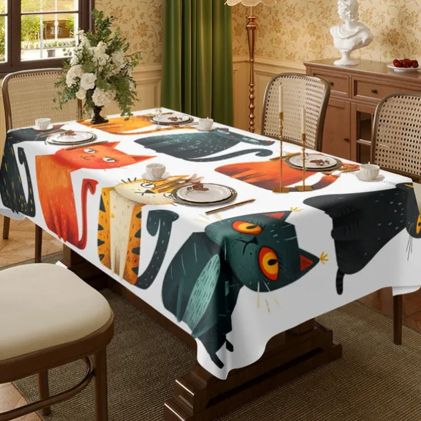 Animal Tablecloths for Family Gathering, Dining Table