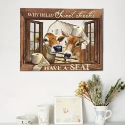 Animal Wall Art Canvas Bathroom Highland Cow Prints and Posters Pictures Decorative Fabric Painting For Living Room Pictures No Frame