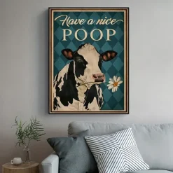 Animal Wall Art Canvas Have a Nice Poop Cow Prints and Posters Pictures Decorative Fabric Painting For Living Room Pictures No Frame