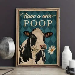 Animal Wall Art Canvas Have a Nice Poop Cow Prints and Posters Pictures Decorative Fabric Painting For Living Room Pictures No Frame