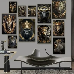 Animal Wall Art Canvas Prints and Posters Abstract Portrait Pictures Decorative Fabric Painting For Living Room Pictures No Frame