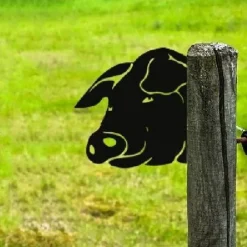 Animals Metal Garden Art Decor, Funny Peeping Cow Metal Wall Sculptures Weatherproof Wrought Iron Art Cow Sign Outdoor Garden Farmhouse Decor Cow Wall Decor