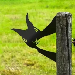 Animals Metal Garden Art Decor, Funny Peeping Cow Metal Wall Sculptures Weatherproof Wrought Iron Art Cow Sign Outdoor Garden Farmhouse Decor Cow Wall Decor