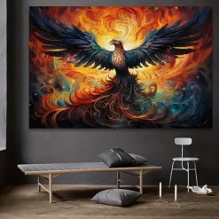Animals Wall Art Canvas Flaming Phoenix Prints and Posters Pictures Decorative Fabric Painting For Living Room Pictures No Frame