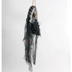 Animated Halloween Wreath Decoration Prop for Front Door Talking and Moving Black Grim Reaper Haunted House Decor