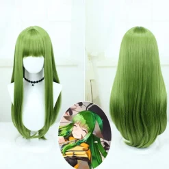 Anime Cosplay Wig - 23.62inch Grass Green Long Straight Hair, Heat Resistant