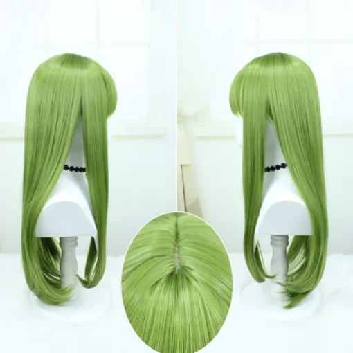Anime Cosplay Wig - 23.62inch Grass Green Long Straight Hair, Heat Resistant