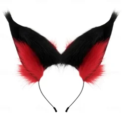 Anime Hazzbin cos Hotel Alastor Cosplay Prop Radio Demon Red Wolf Fox Ears Hairhoop Headwear Headband For Costume Accessories