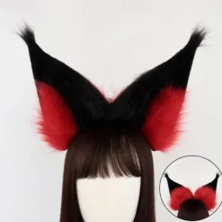 Anime Hazzbin cos Hotel Alastor Cosplay Prop Radio Demon Red Wolf Fox Ears Hairhoop Headwear Headband For Costume Accessories