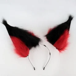 Anime Hazzbin cos Hotel Alastor Cosplay Prop Radio Demon Red Wolf Fox Ears Hairhoop Headwear Headband For Costume Accessories